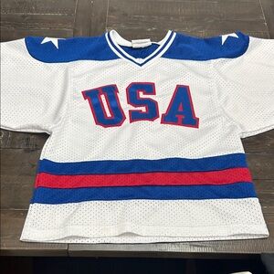 USA Hockey Jersey with Blue and Red Accents